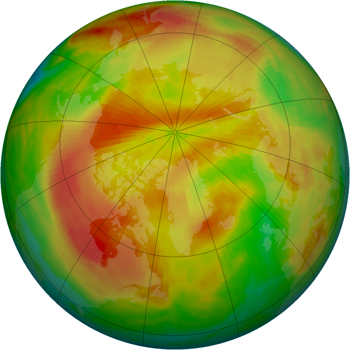 Arctic ozone map for 09 April 1992